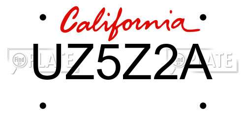 UZ5Z2A California License Plate