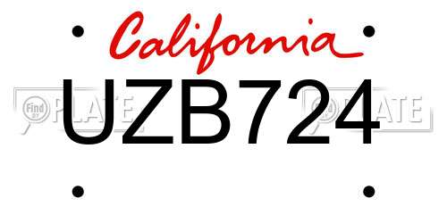 UZB724 California License Plate