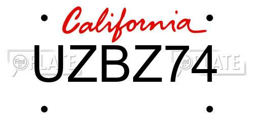 UZBZ74 California License Plate
