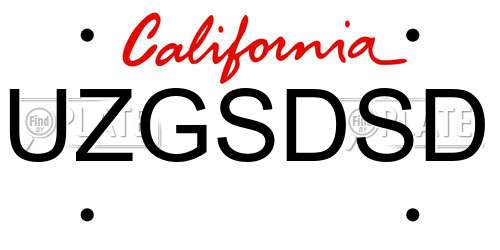 UZGSDSD California License Plate