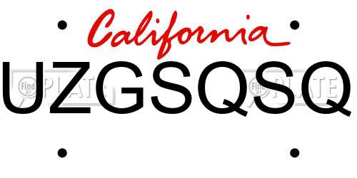 UZGSQSQ California License Plate