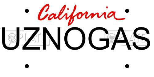 UZNOGAS California License Plate