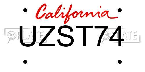 UZST74 California License Plate