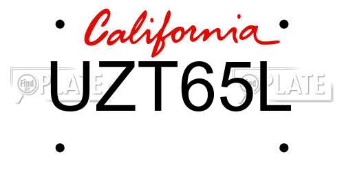 UZT65L California License Plate