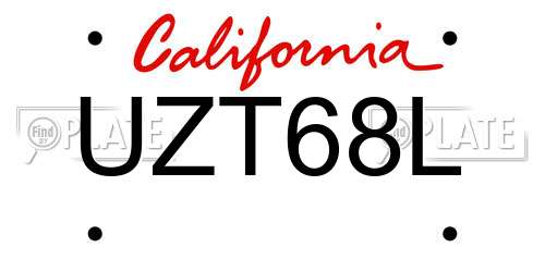 UZT68L California License Plate