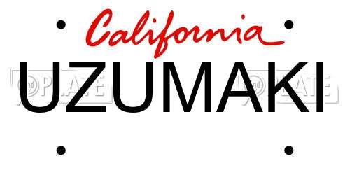 UZUMAKI California License Plate