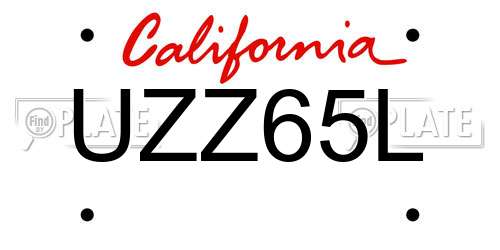 UZZ65L California License Plate