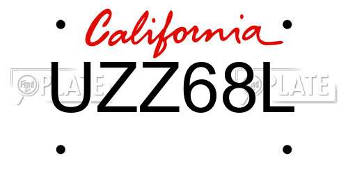 UZZ68L California License Plate