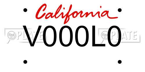 V000L0 California License Plate