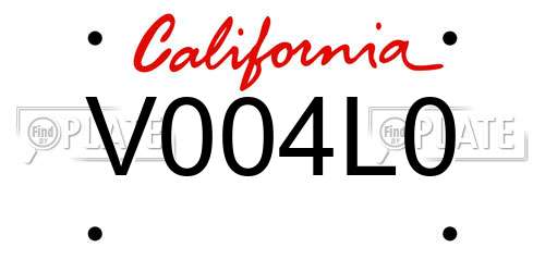 V004L0 California License Plate