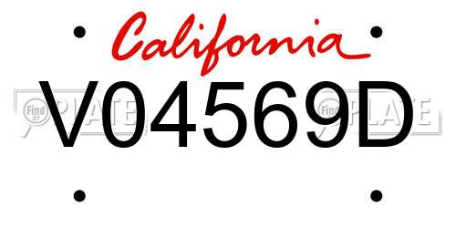 V04569D California License Plate