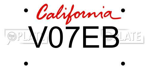 V07EB California License Plate