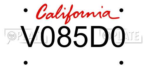 V085D0 California License Plate