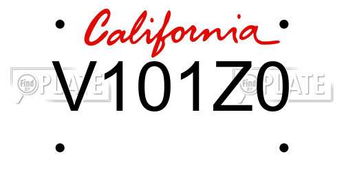 V101Z0 California License Plate