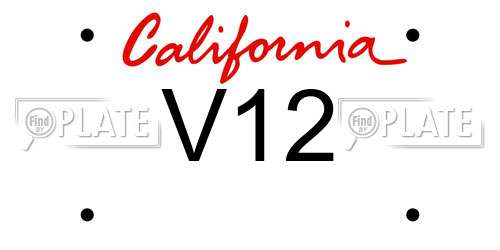 V12 California License Plate
