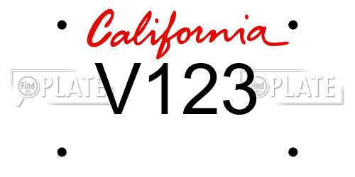V123 California License Plate