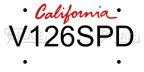 V126SPD California License Plate