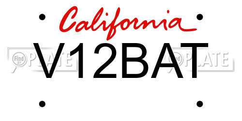 V12BAT California License Plate