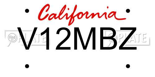 V12MBZ California License Plate