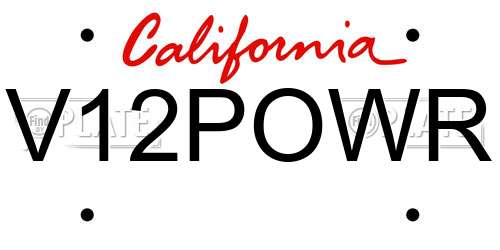 V12POWR California License Plate