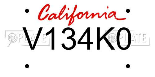 V134K0 California License Plate