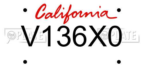V136X0 California License Plate