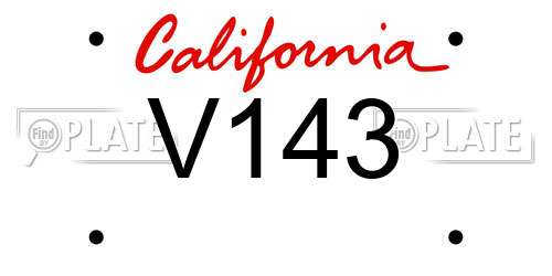V143 California License Plate