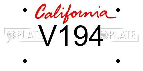V194 California License Plate