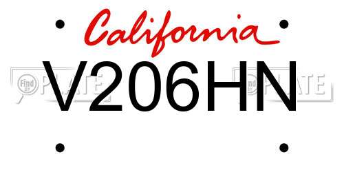 V206HN California License Plate