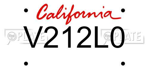 V212L0 California License Plate