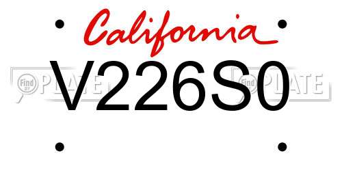 V226S0 California License Plate