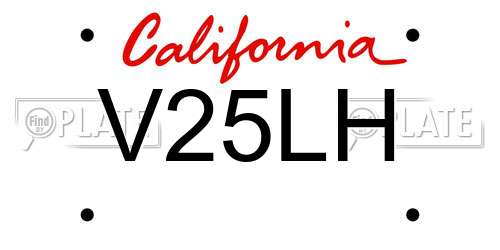 V25LH California License Plate