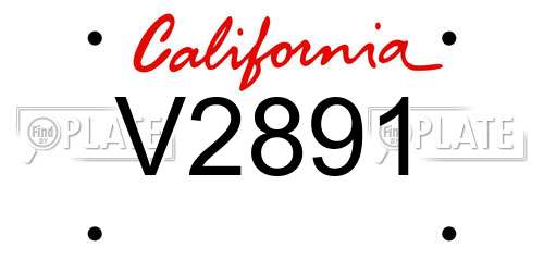 V2891 California License Plate
