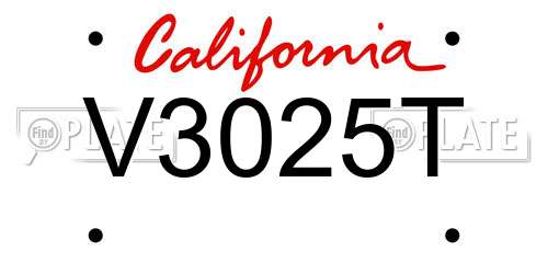 V3025T California License Plate