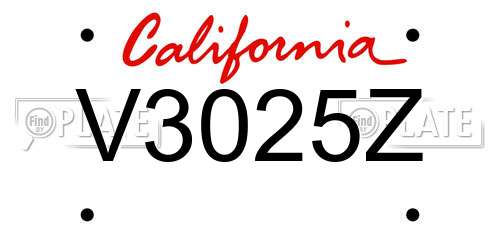 V3025Z California License Plate