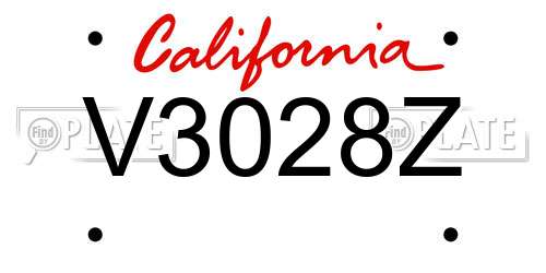 V3028Z California License Plate