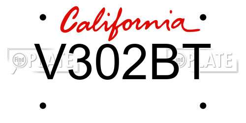 V302BT California License Plate