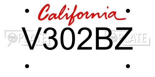 V302BZ California License Plate