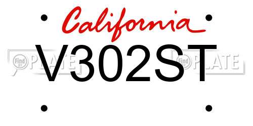 V302ST California License Plate