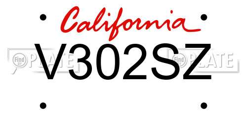 V302SZ California License Plate