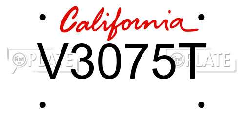V3075T California License Plate