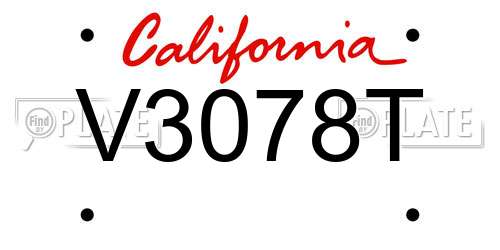 V3078T California License Plate
