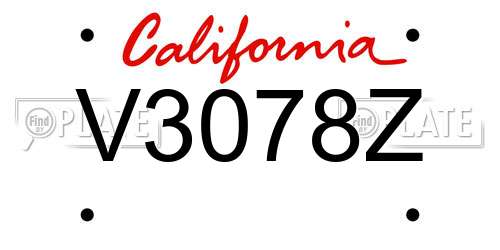V3078Z California License Plate