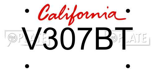 V307BT California License Plate