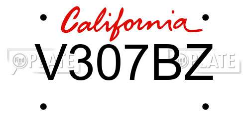 V307BZ California License Plate