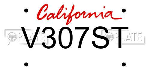 V307ST California License Plate