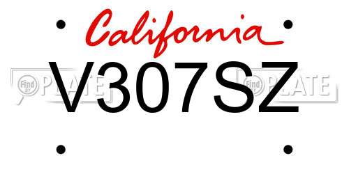 V307SZ California License Plate