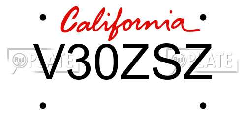 V30ZSZ California License Plate