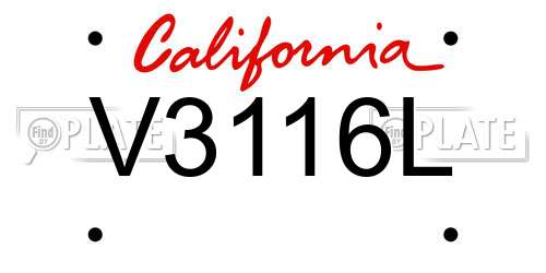 V3116L California License Plate