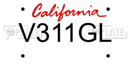 V311GL California License Plate